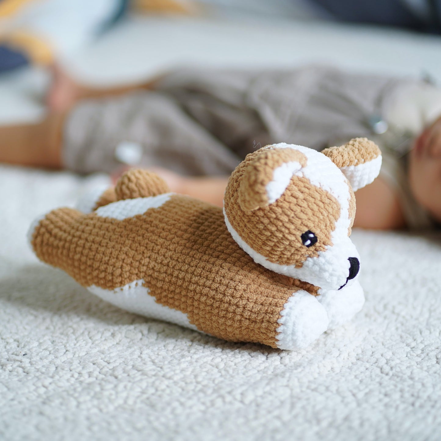 Handmade Lying Corgi Amigurumi - Crochet Cute Corgi Dog