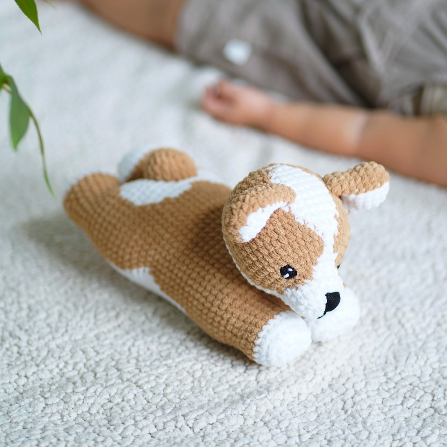 Handmade Lying Corgi Amigurumi - Crochet Cute Corgi Dog