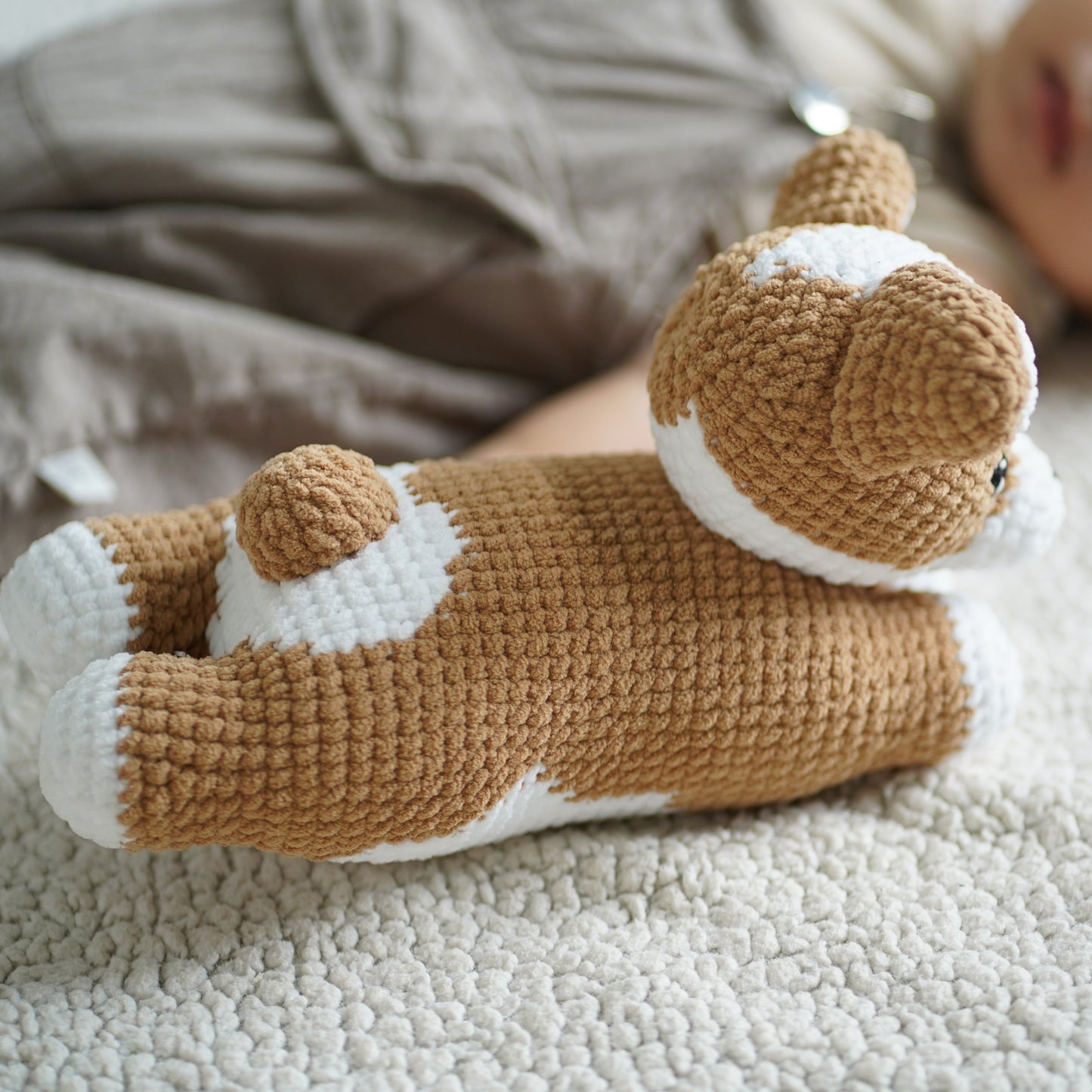 Handmade Lying Corgi Amigurumi  - Crochet Cute Corgi Dog