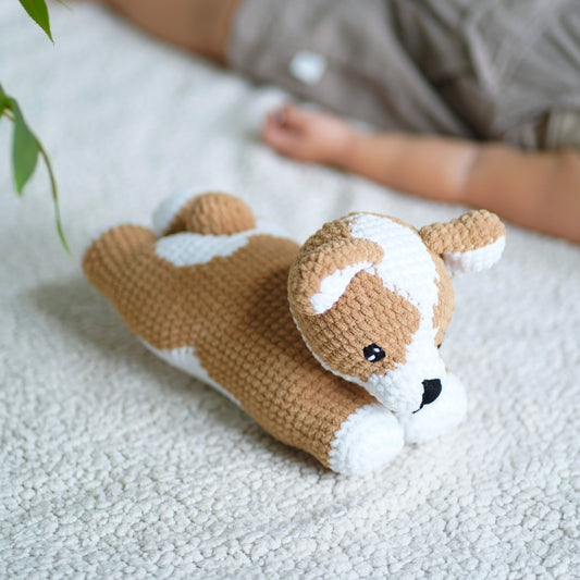 Handmade Lying Corgi Amigurumi  - Crochet Cute Corgi Dog