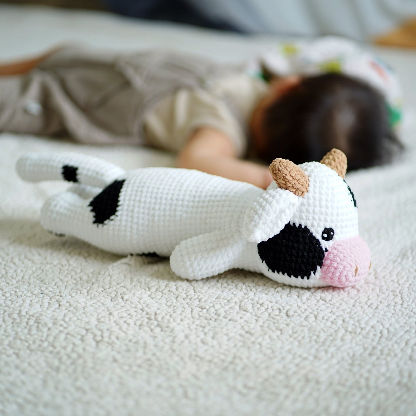 Lazy Milk Cow Crochet - Handmade Crochet Cow Plushie