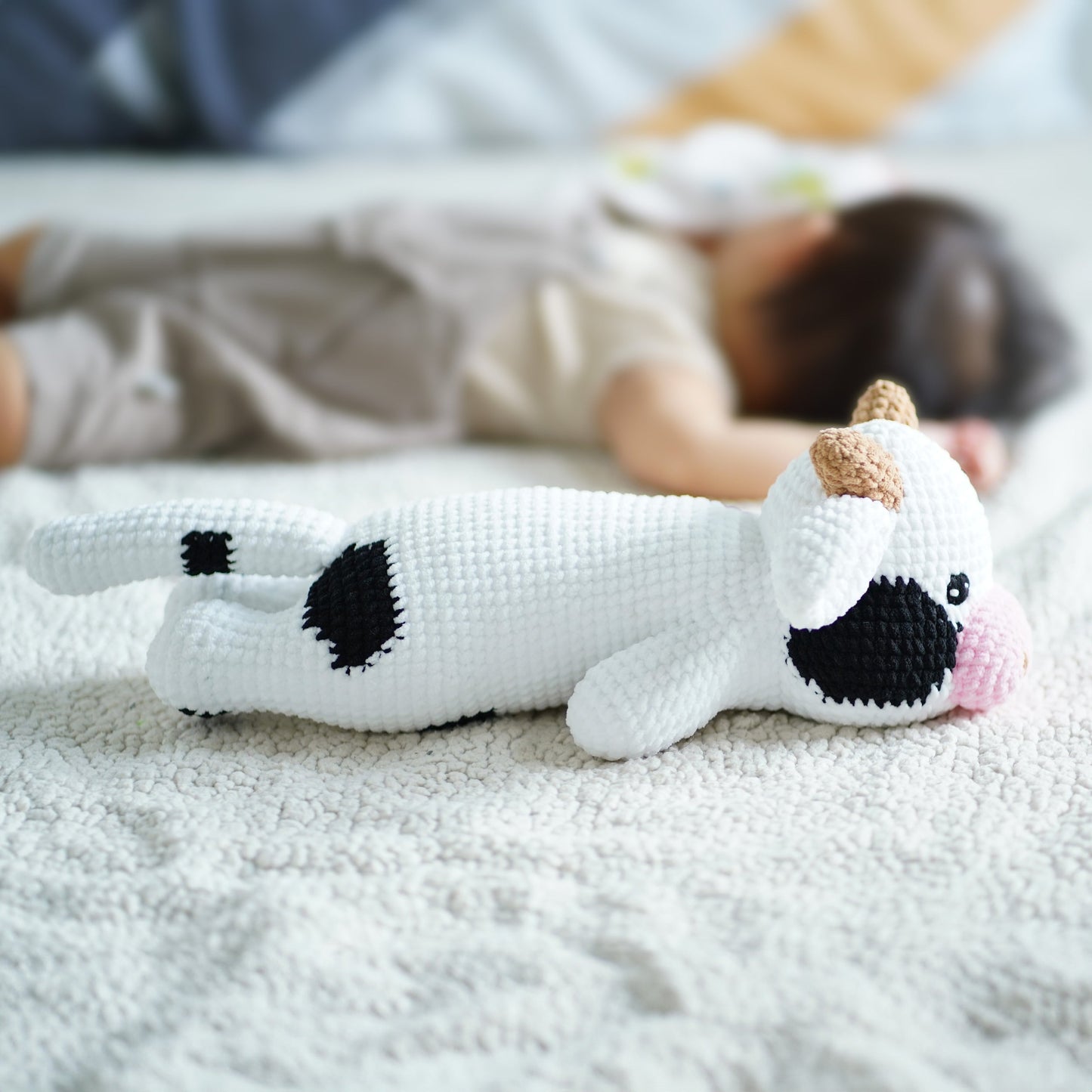 Lazy Milk Cow Crochet - Handmade Crochet Cow Plushie